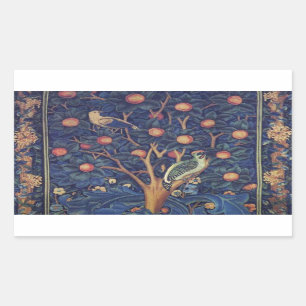 William Morris Woodpecker Tapestry Arts & Crafts  Rectangular Sticker