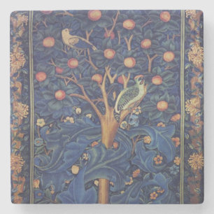 William Morris Woodpecker Tapestry Arts & Crafts Stone Coaster