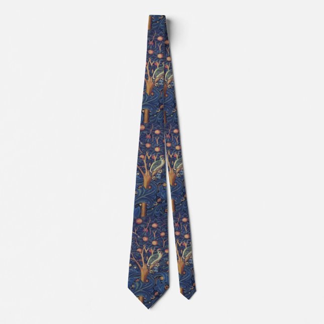 William Morris Woodpecker Tapestry Arts & Crafts  Tie (Front)