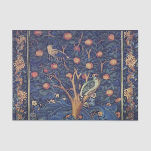 William Morris Woodpecker Tapestry Arts & Crafts  Tissue Paper (Front)