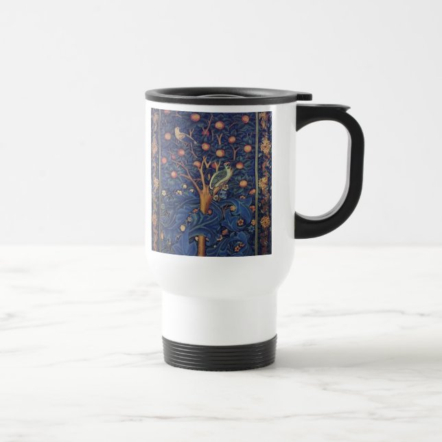 William Morris Woodpecker Tapestry Arts & Crafts  Travel Mug (Right)