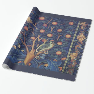 William Morris Woodpecker Tapestry Arts & Crafts Wrapping Paper