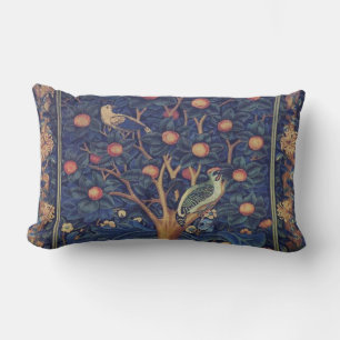 William Morris Woodpecker Tapestry Birds Floral Lumbar Cushion