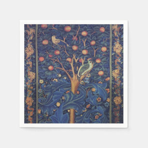 William Morris Woodpecker Tapestry Birds Floral Napkin