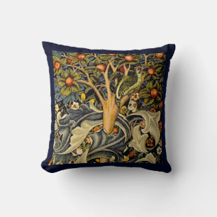 William Morris Woodpecker Tapestry Blue Design Cushion