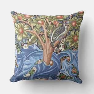 William Morris Woodpecker Tapestry Floral Vintage Cushion