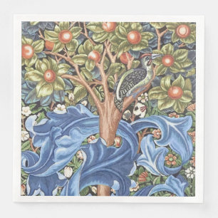 William Morris Woodpecker Tapestry Floral Vintage Napkin