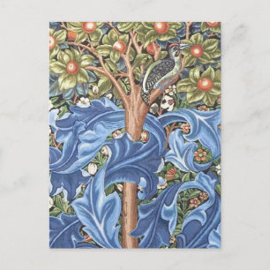 William Morris Woodpecker Tapestry Floral Vintage Postcard
