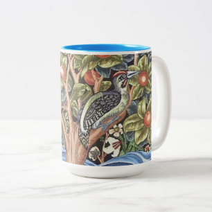William Morris Woodpecker Tapestry Floral Vintage Two-Tone Coffee Mug