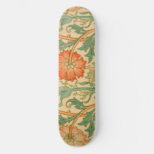William Morris's Pink and Rose famous pattern  Skateboard