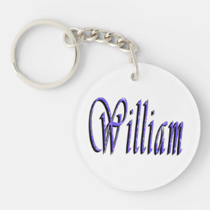 William Name In Blue Sparkle, Key Ring