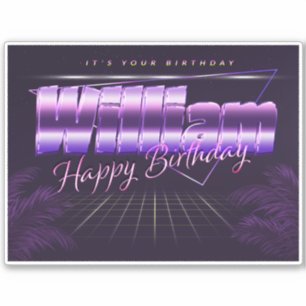 William Name Vorname lila retro Sticker Geburtstag