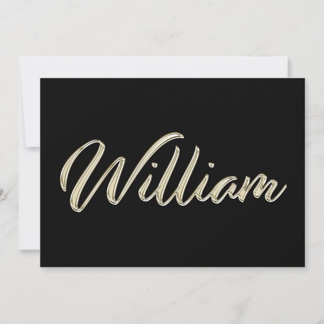 William Name white gold Handwriting Karte Card (Front)