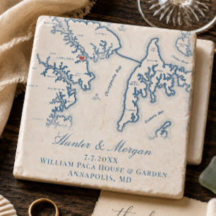 William Paca House Wedding Annapolis MD Map  Stone Coaster