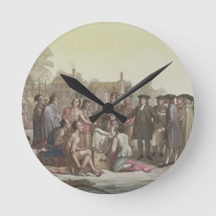 William Penn negotiating the treaty leading to the Round Clock