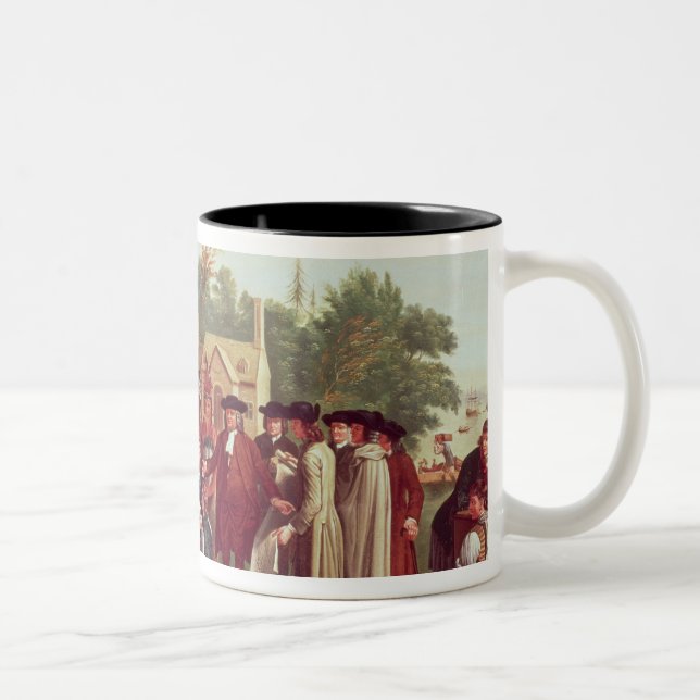 William Penn's Treaty with the Indians in 1683 Two-Tone Coffee Mug (Right)