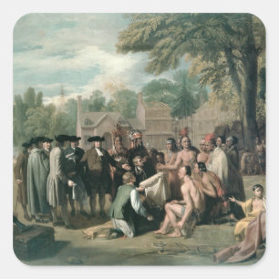 William Penn's Treaty with the Indians in Square Sticker
