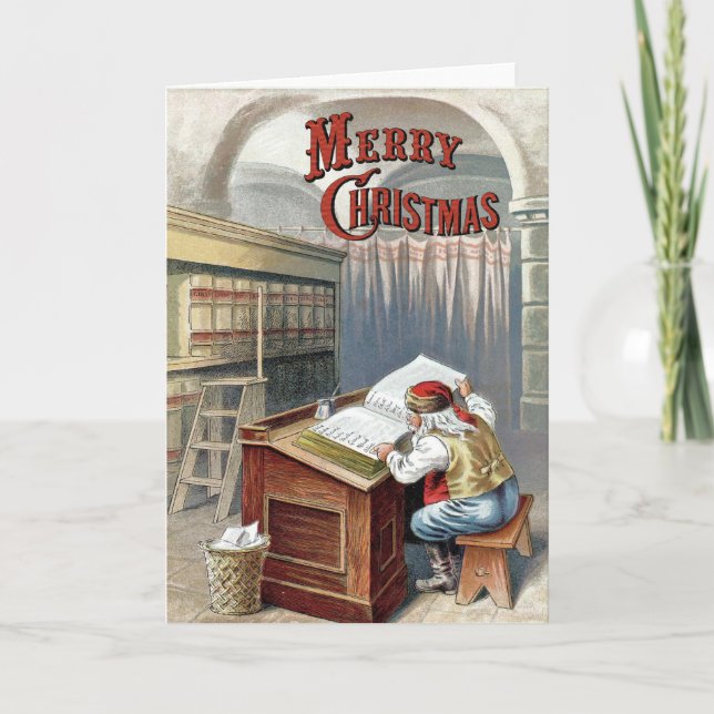 William Roger Snow  - Santa Checks His List Holiday Card (Front)