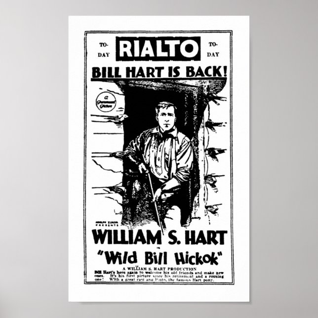 William S. Hart silent western film star movie ad Poster (Front)