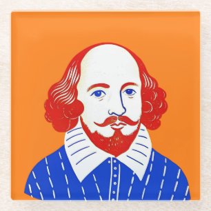 William Shakespear Portrait - Graphic Illustration Glass Coaster