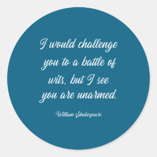 William Shakespeare Battle Of Wits English Literat Classic Round Sticker