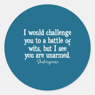 William Shakespeare Battle Of Wits English Literat Classic Round Sticker