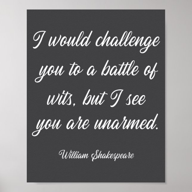 William Shakespeare Battle Of Wits English Literat Poster (Front)