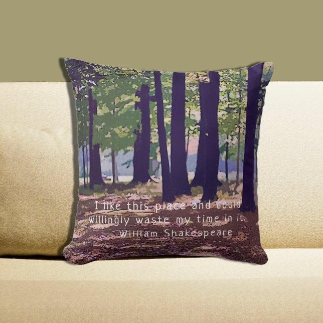 William Shakespeare Colourful Serene Forest Cushion (Creator Uploaded)