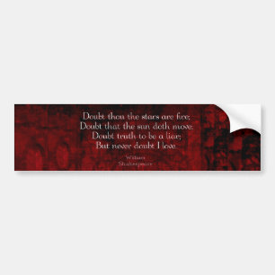 William Shakespeare Famous Love Quote Bumper Sticker