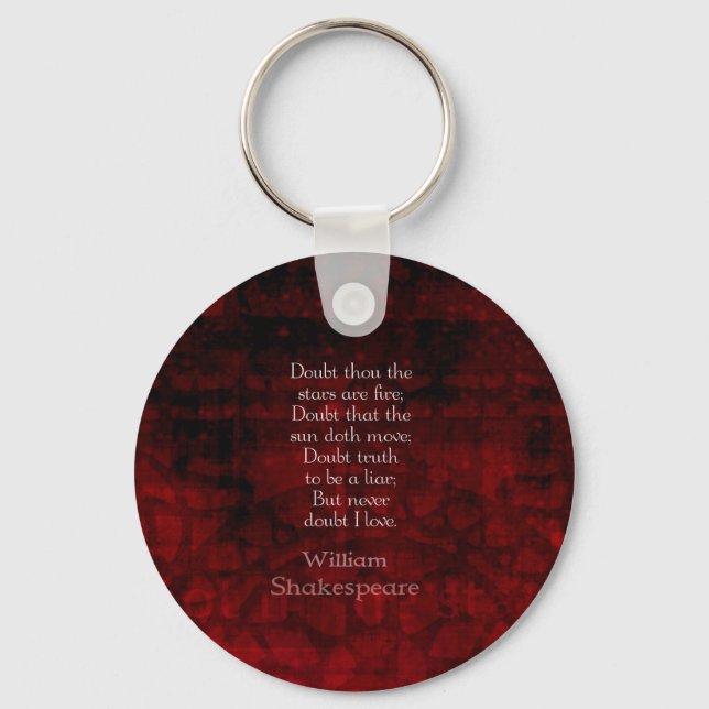 William Shakespeare Famous Love Quote Key Ring (Front)