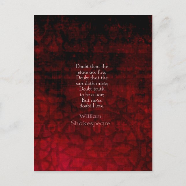 William Shakespeare Famous Love Quote Postcard (Front)