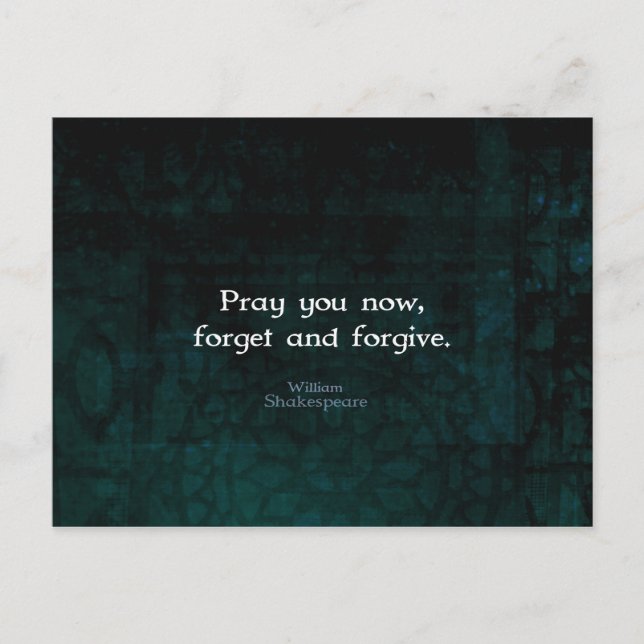 William Shakespeare Forget And Forgive Quote Postcard (Front)