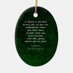 William Shakespeare Friendship Inspirational Quote Ceramic Tree Decoration