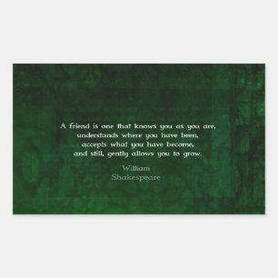 William Shakespeare Friendship Inspirational Quote Rectangular Sticker