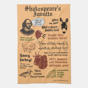 William Shakespeare Insult Quotes Funny Theatre Tea Towel