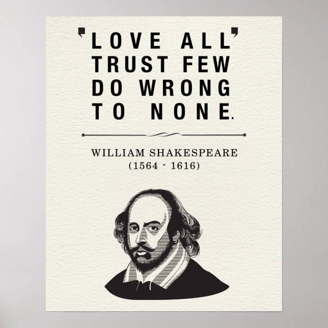 William Shakespeare Love All Quote Poster (Front)