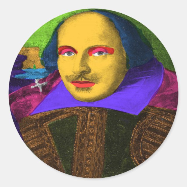 William Shakespeare Pop Art Classic Round Sticker (Front)