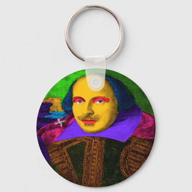 William Shakespeare Pop Art Key Ring (Front)