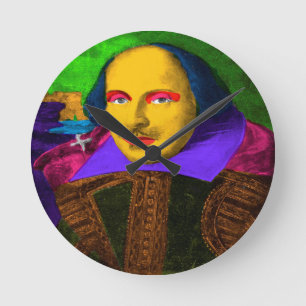 William Shakespeare Pop Art Round Clock