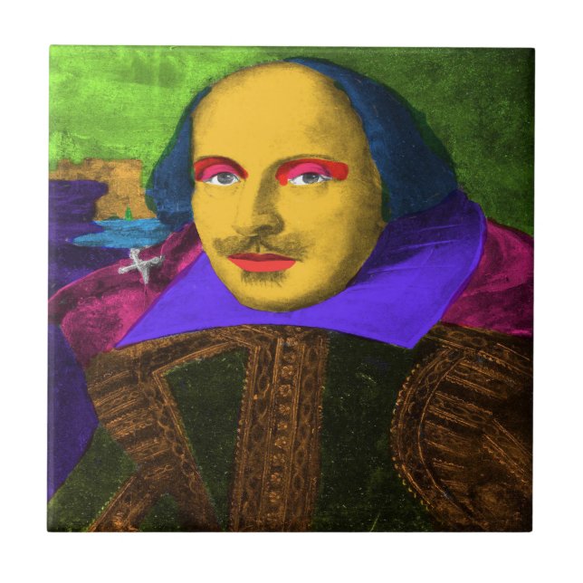 William Shakespeare Pop Art Tile (Front)