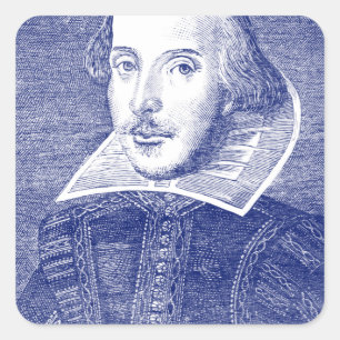William Shakespeare Portrait from First Folio Square Sticker