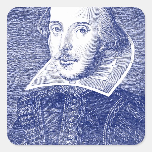 William Shakespeare Portrait from First Folio Square Sticker (Front)