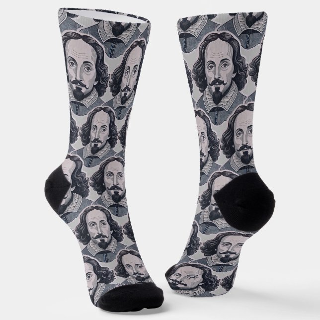 William Shakespeare portrait Hamlet illustration  Socks (Angled)