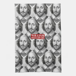 William Shakespeare portrait Hamlet illustration Tea Towel