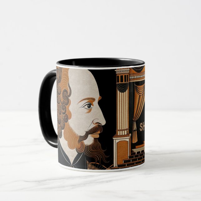 William Shakespeare portrait illustration Gold Mug (Front Left)