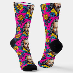 William Shakespeare portrait illustration Gold Socks