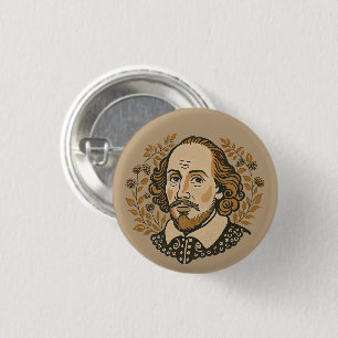 William Shakespeare portrait illustration QUOTE 3 Cm Round Badge