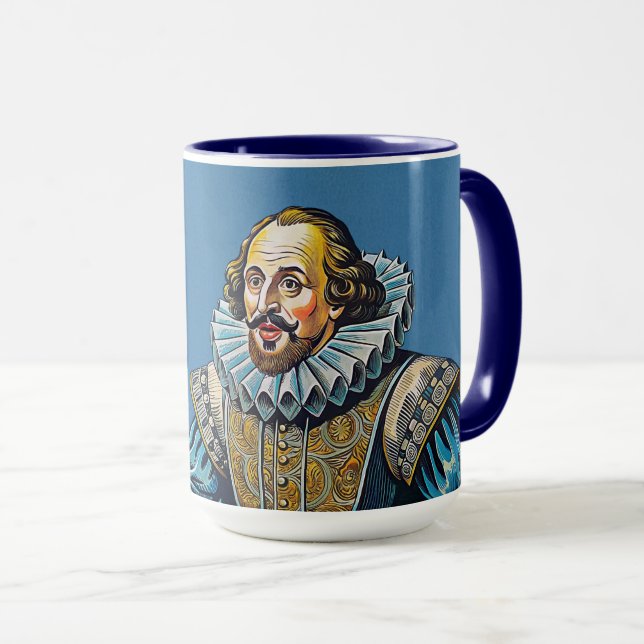 William Shakespeare portrait illustration To Be Or Mug (Front Right)