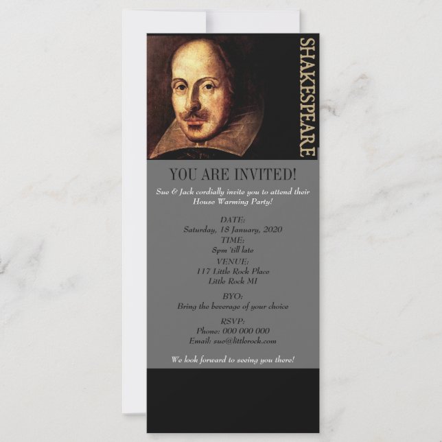 William Shakespeare Portrait Invitation (Front)