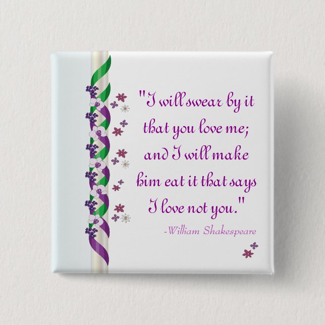 William Shakespeare Quote Much Ado About Nothing B 15 Cm Square Badge (Front)